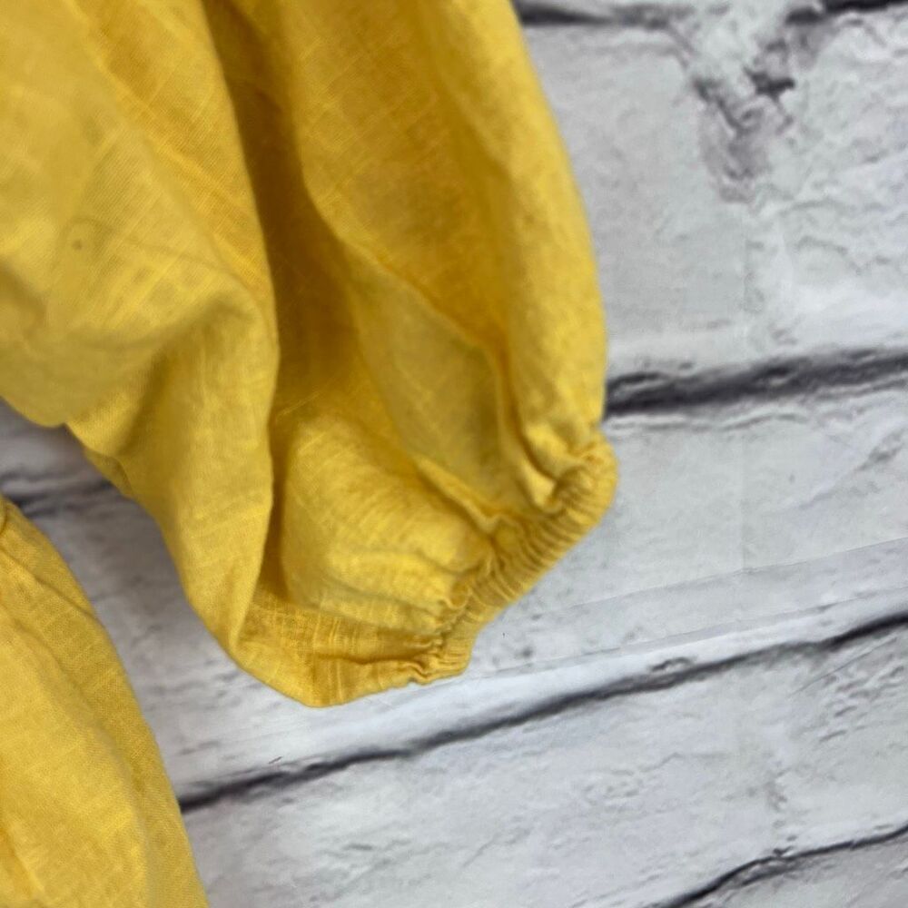 Billabong Yellow Cotton Puff Sleeve Tiered Midi Dress Size L Boho Cottagecore - Picture 4 of 11